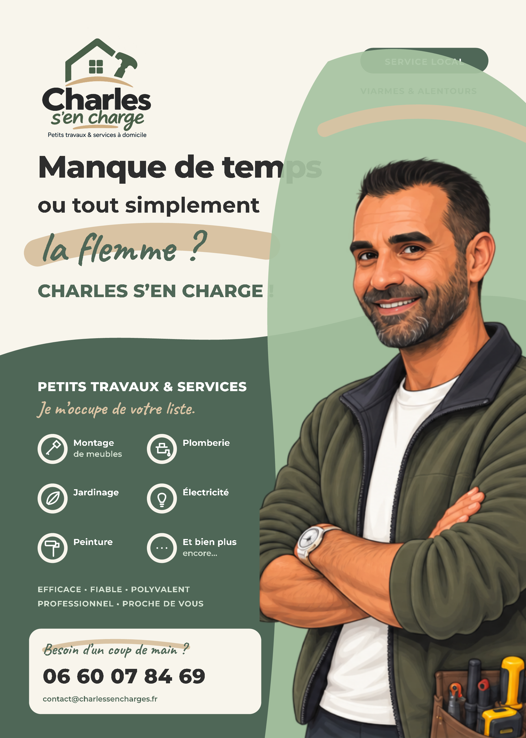 Maquette du flyer A5 Charles s’en charge